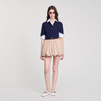 Sandro Striped bubble skirt Sand / Camel