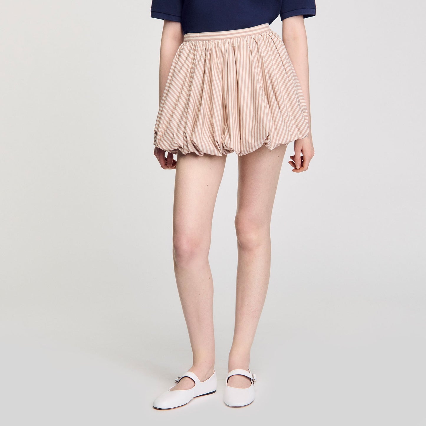 Sandro Striped bubble skirt Sand / Camel