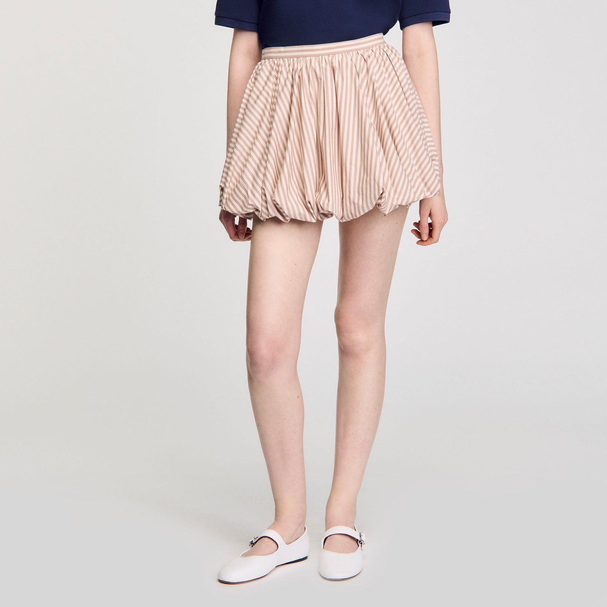 Sandro Striped bubble skirt Sand / Camel