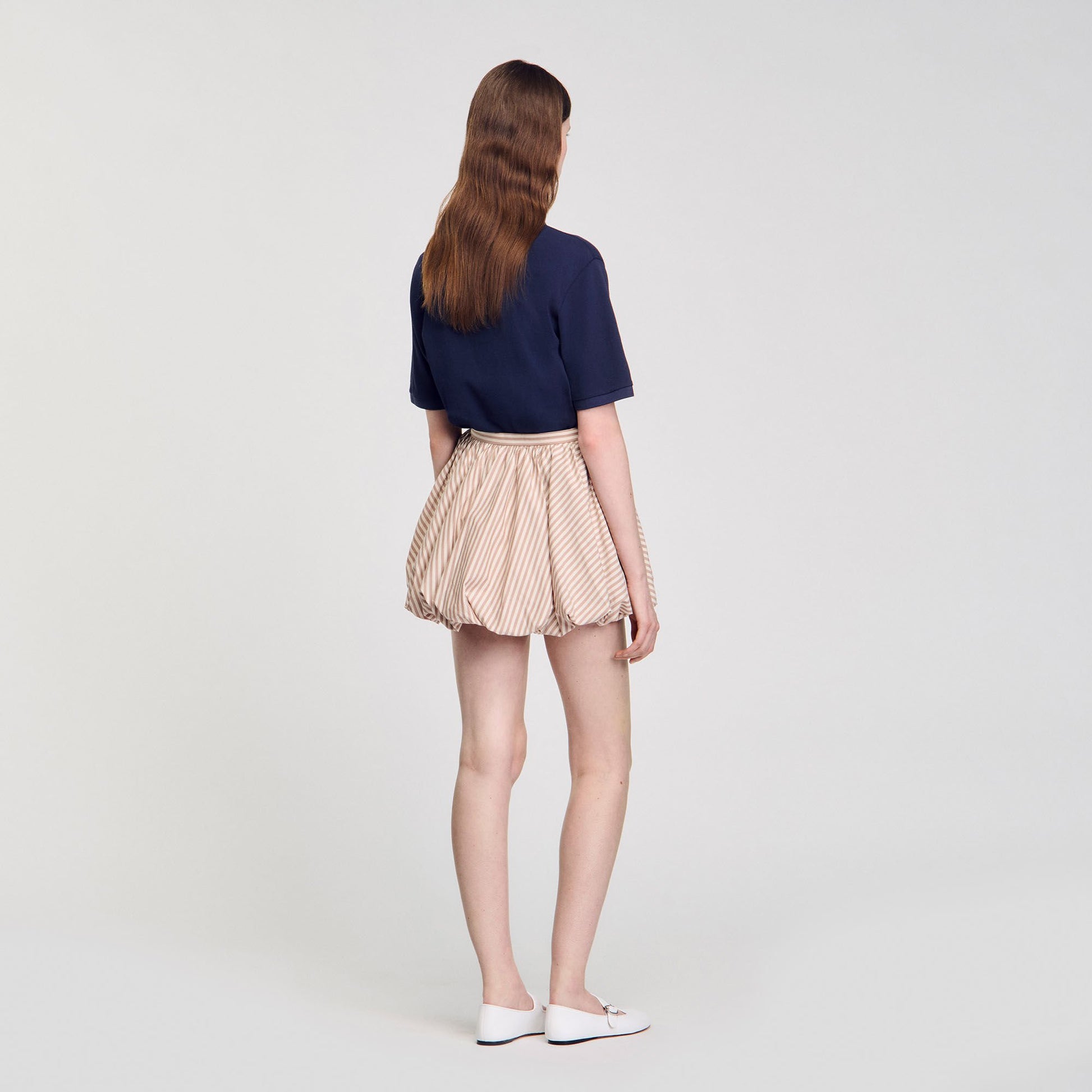 Sandro Striped bubble skirt Sand / Camel