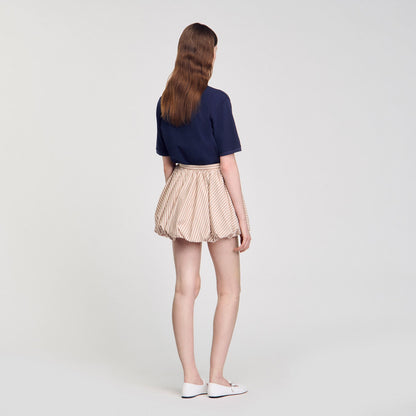 Sandro Striped bubble skirt Sand / Camel