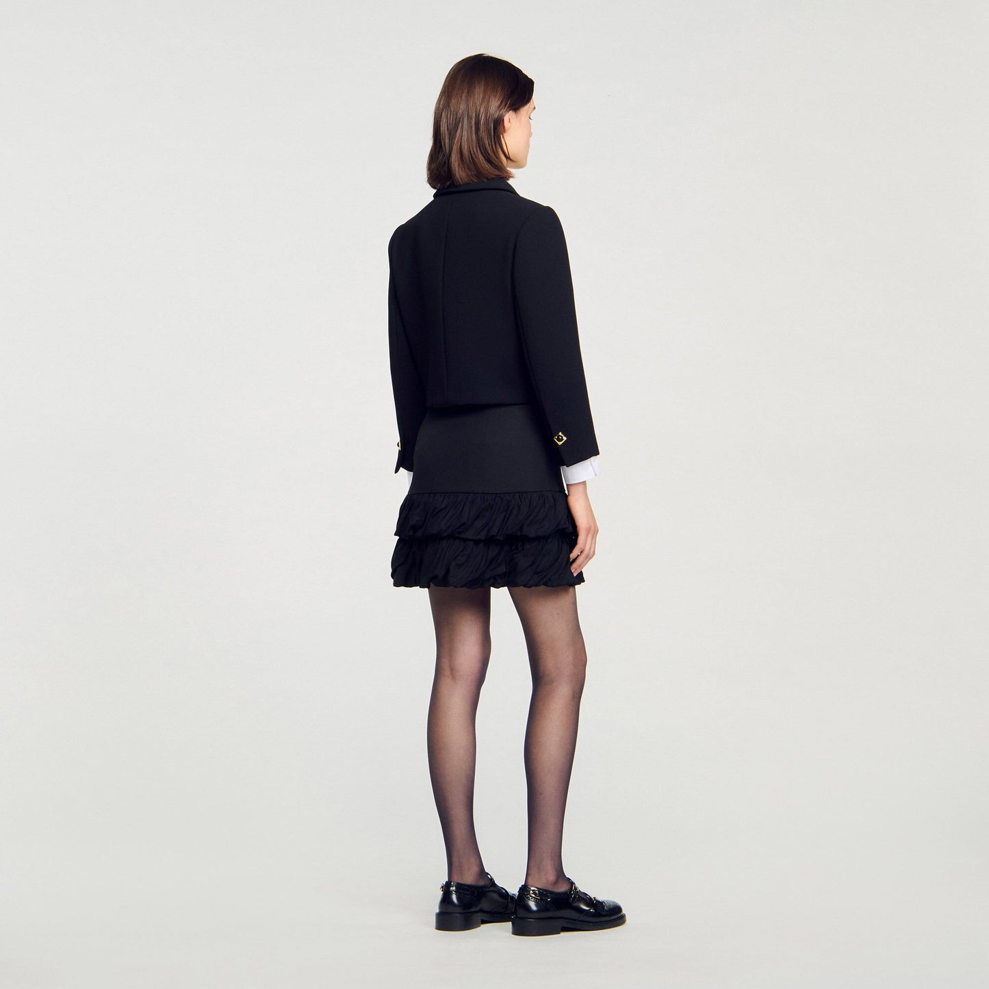 Sandro Mini ruffled skirt Black