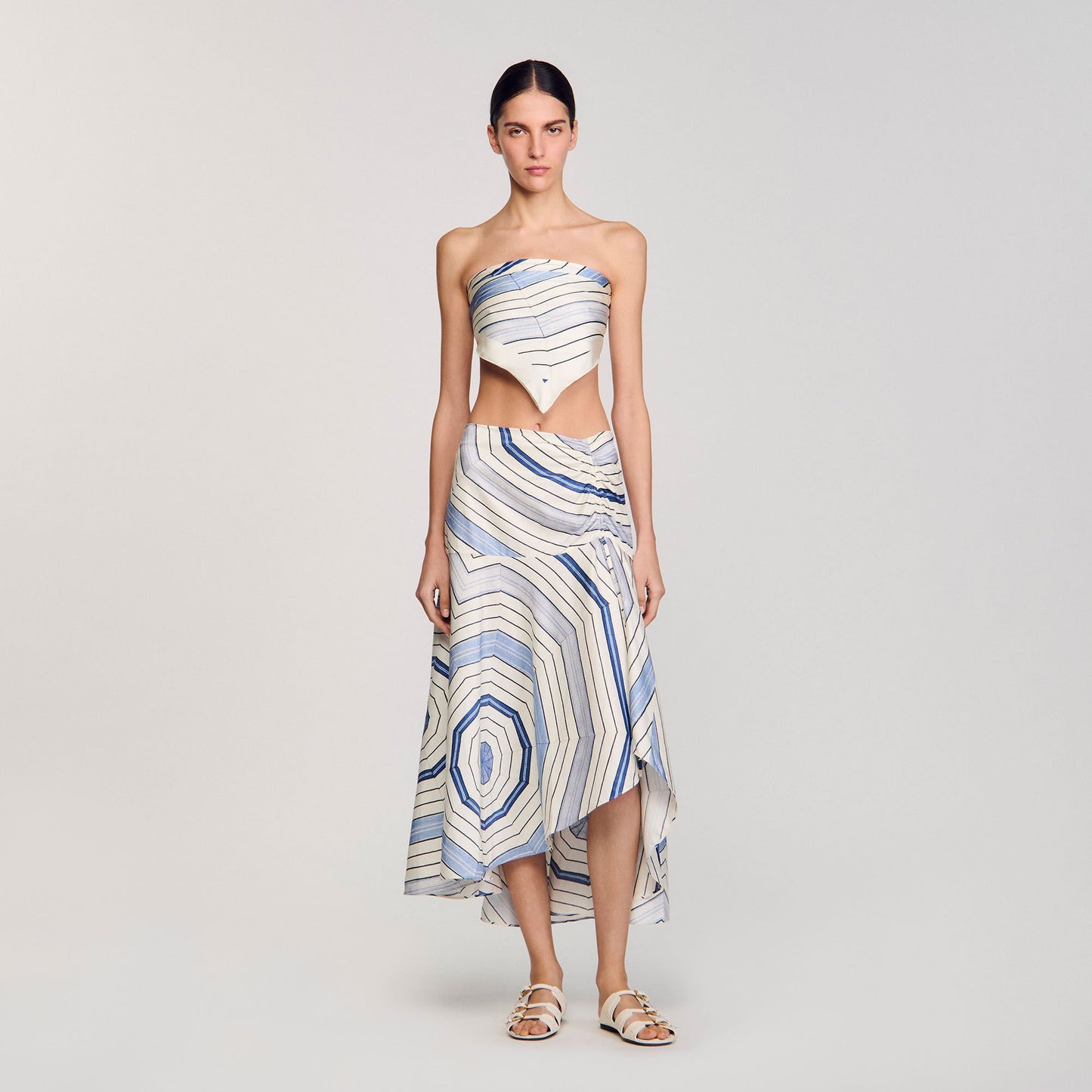 Sandro Spiral-motif maxi skirt Sky Blue