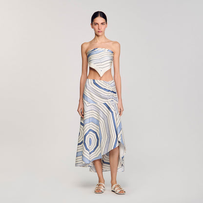 Sandro Spiral-motif maxi skirt Sky Blue