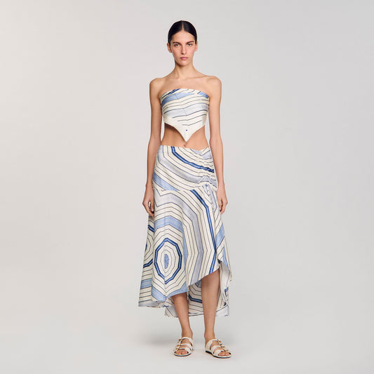 Sandro Spiral-motif maxi skirt Sky Blue