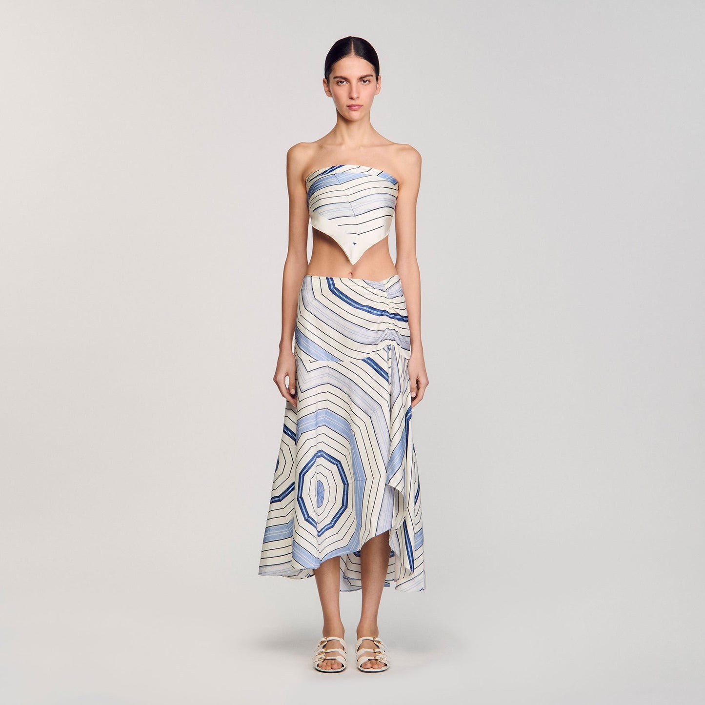 Sandro Spiral-motif maxi skirt Sky Blue