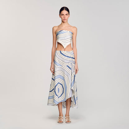 Sandro Spiral-motif maxi skirt Sky Blue