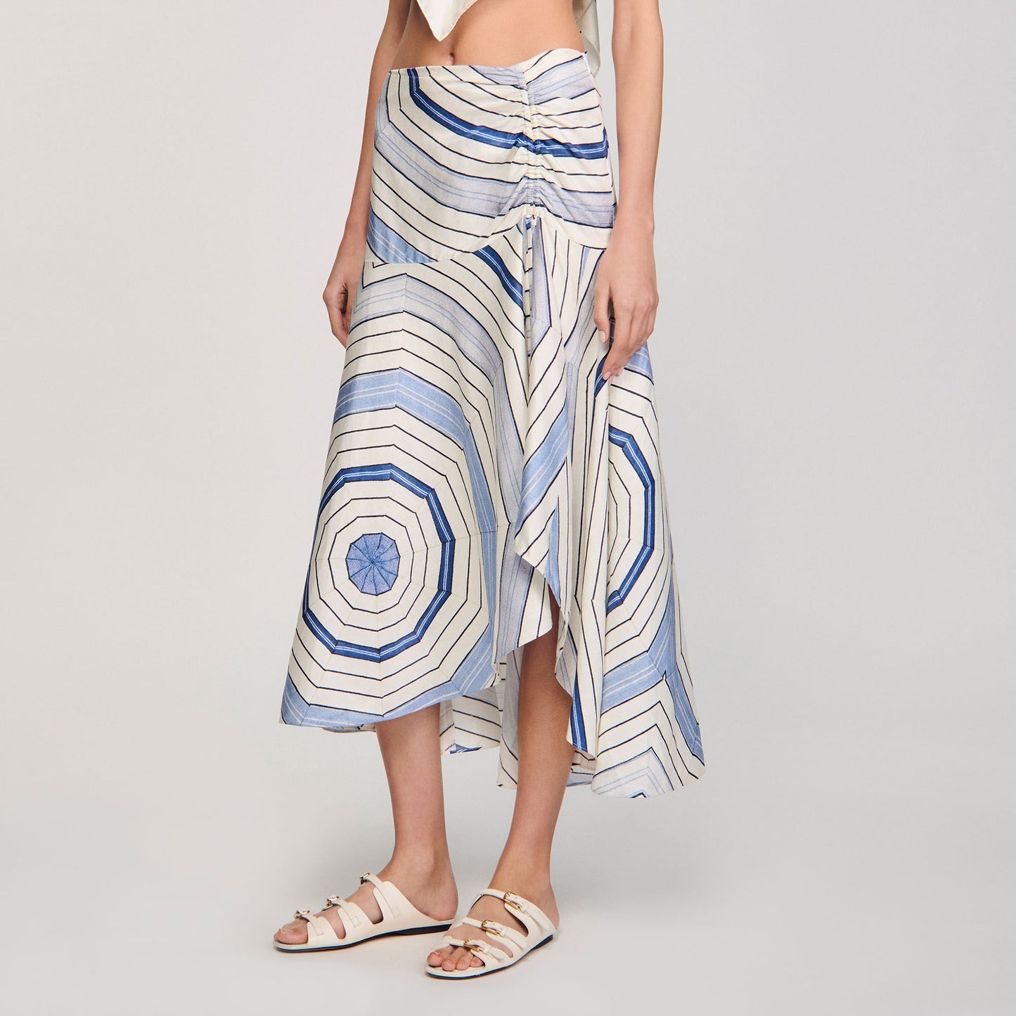 Sandro Spiral-motif maxi skirt Sky Blue