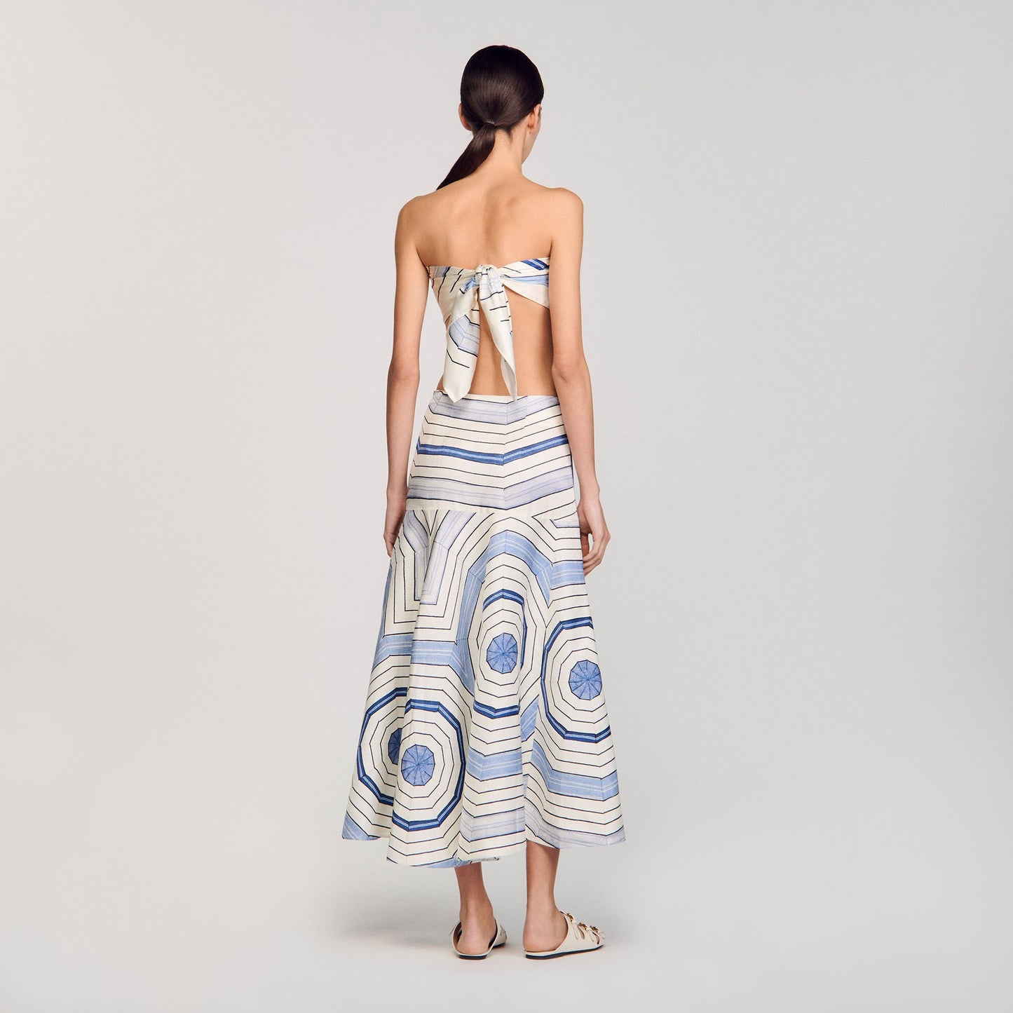Sandro Spiral-motif maxi skirt Sky Blue