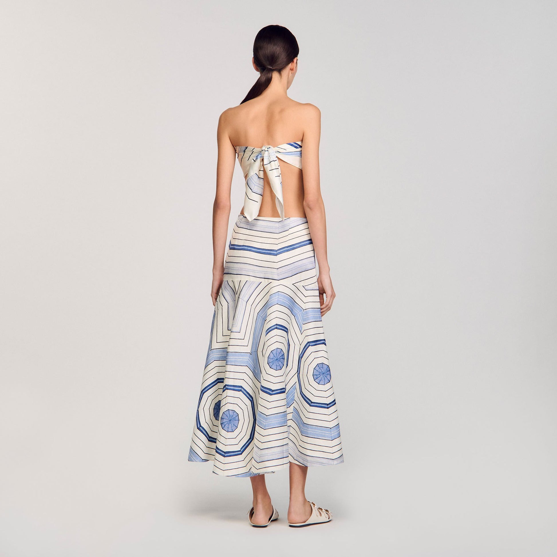 Sandro Spiral-motif maxi skirt Sky Blue