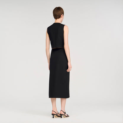 Sandro Buttoned midi skirt Black