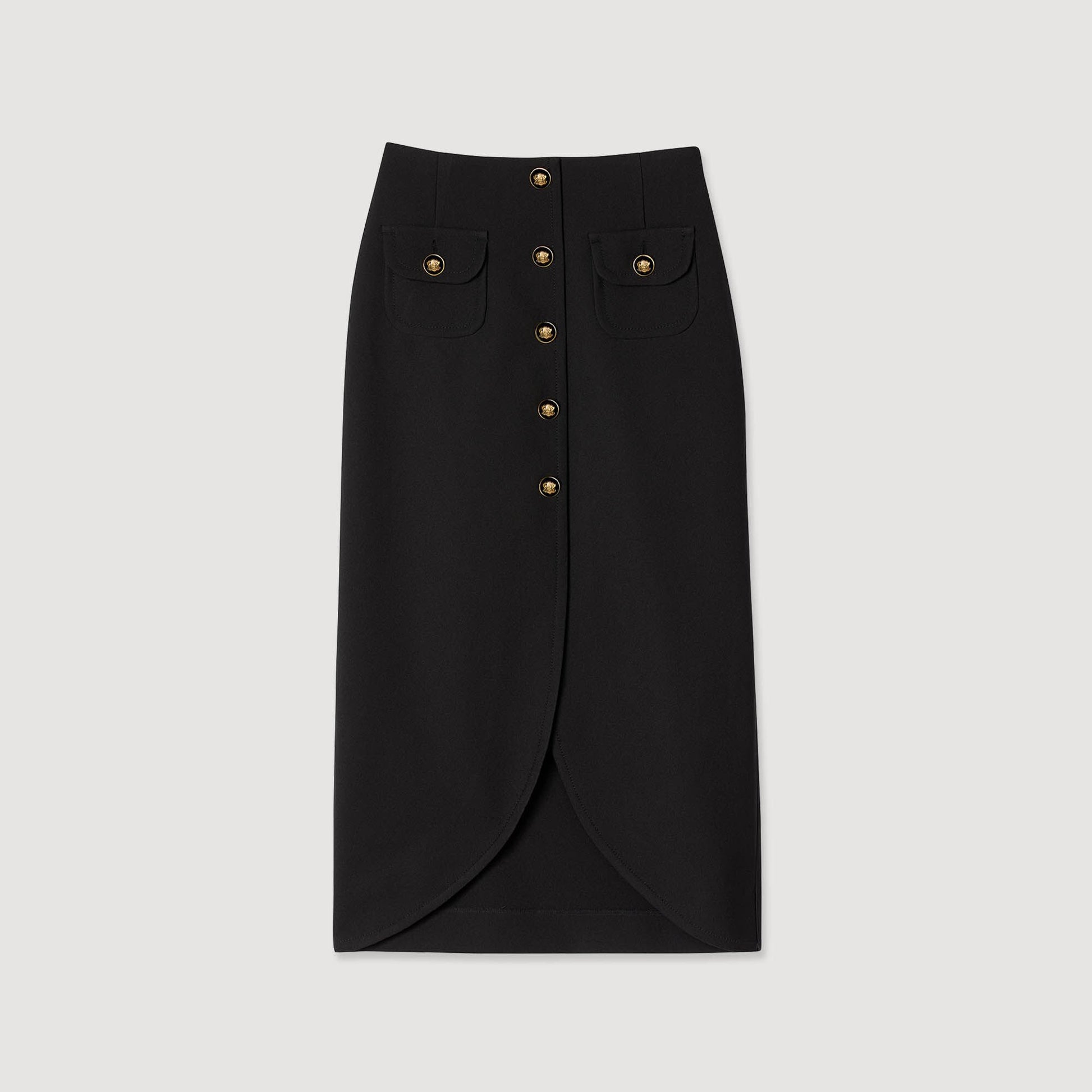 Sandro Buttoned midi skirt Black