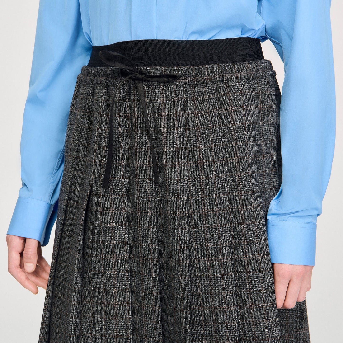 Sandro Midi pleated rhinestone skirt Grey / Brown