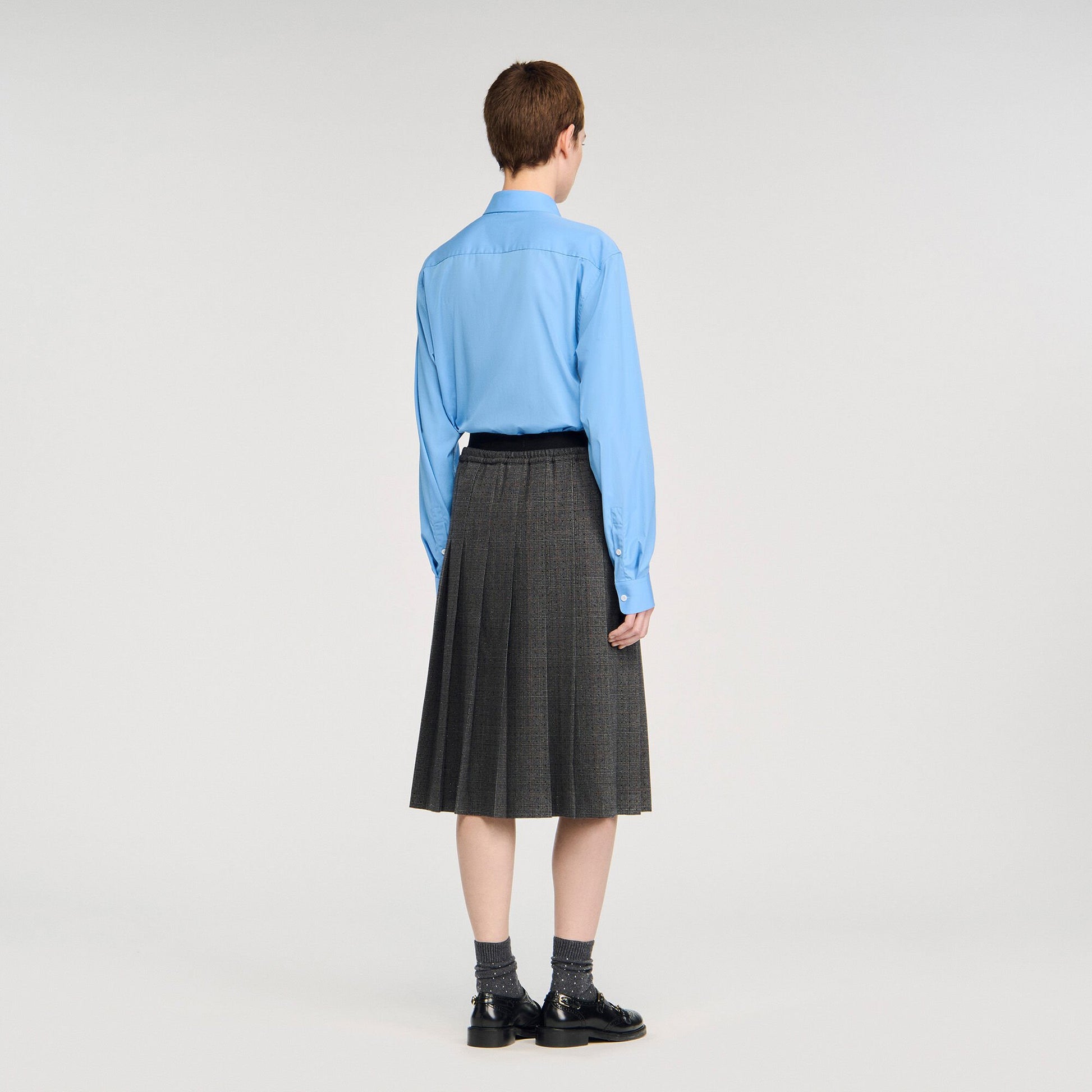 Sandro Midi pleated rhinestone skirt Grey / Brown