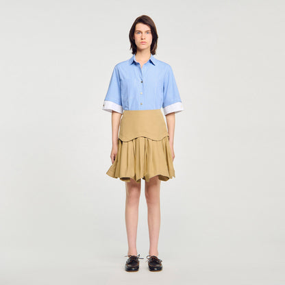Sandro Mini flared pleated skirt Beige