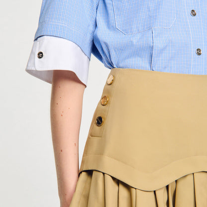Sandro Mini flared pleated skirt Beige