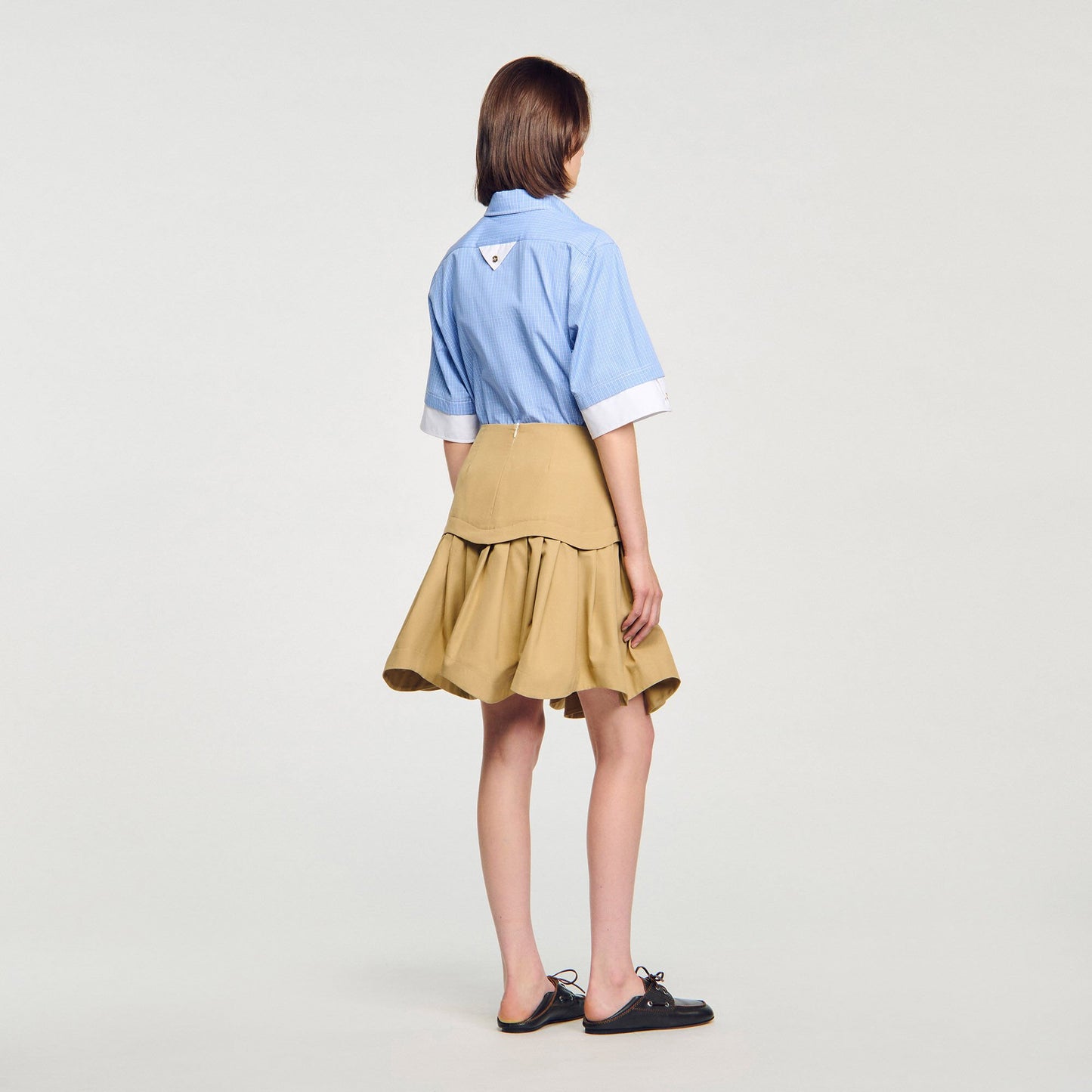 Sandro Mini flared pleated skirt Beige