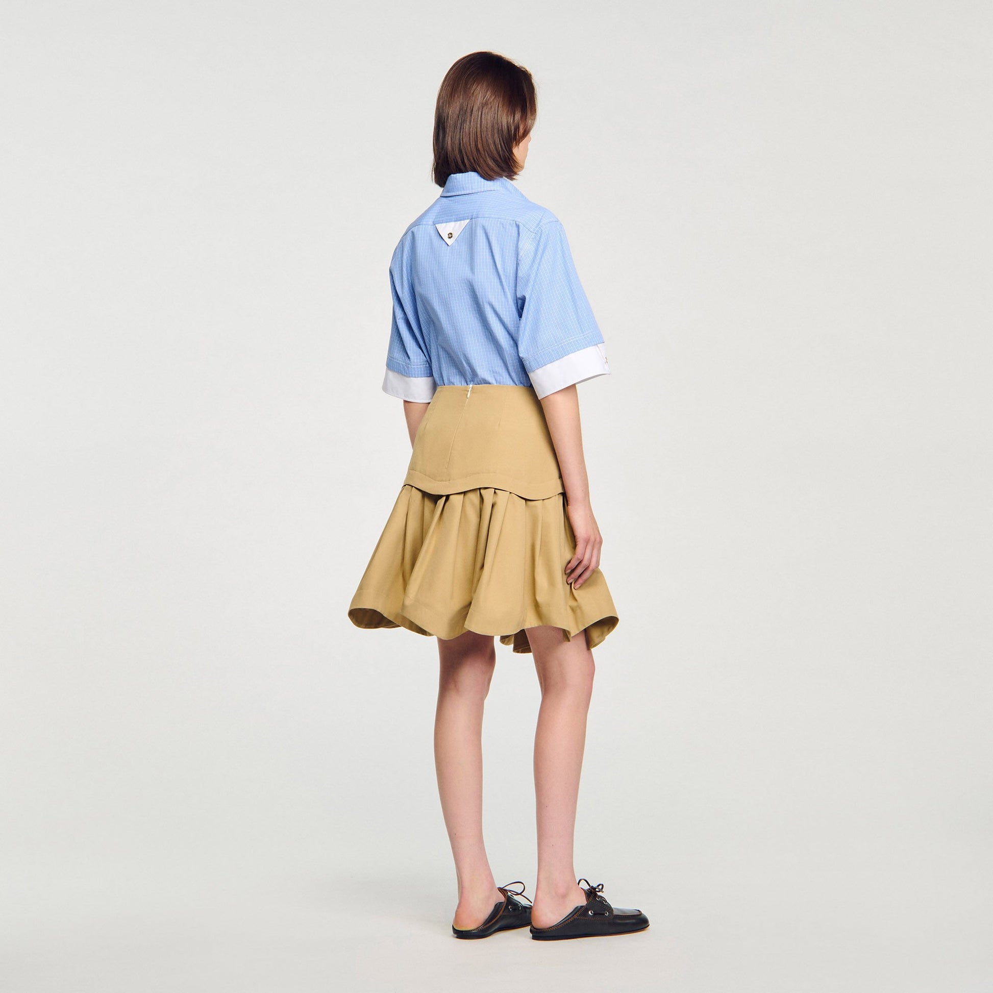 Sandro Mini flared pleated skirt Beige