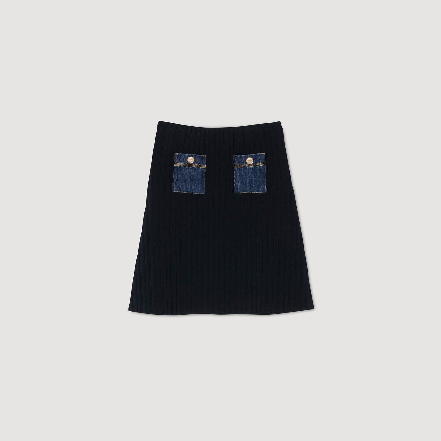 Sandro Mini knit and denim skirt Navy Blue