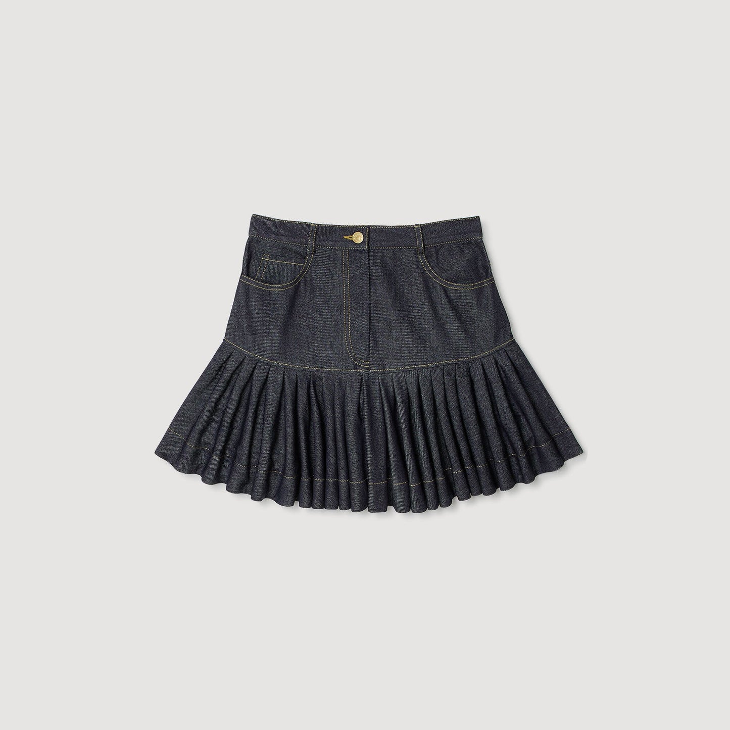 Sandro Mini denim ruffled skirt Deep Blue