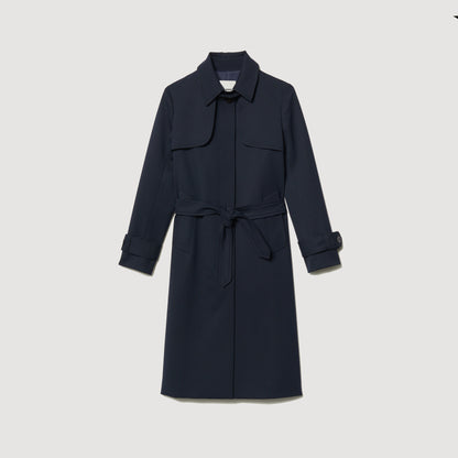 Sandro Trench coat with pleated inset Navy Blue