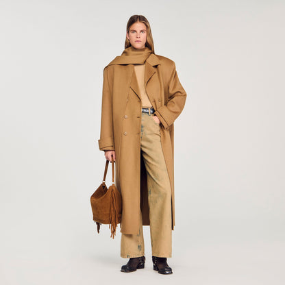 Sandro Oversized Wool Coat Camel