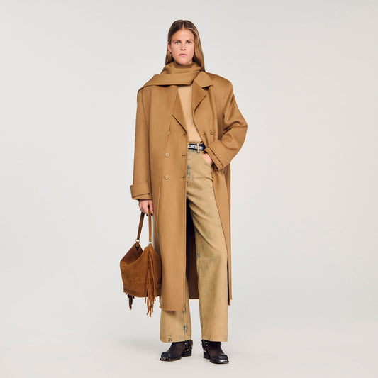 Sandro Oversized Wool Coat Camel