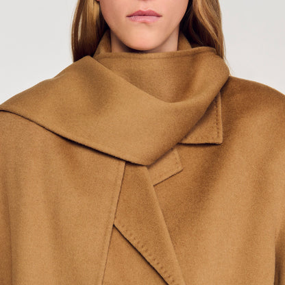 Sandro Oversized Wool Coat Camel