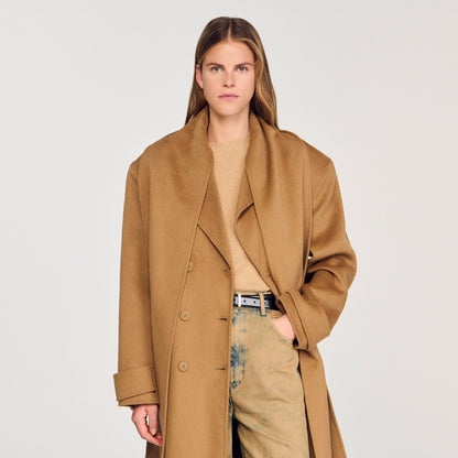 Sandro Oversized Wool Coat Camel