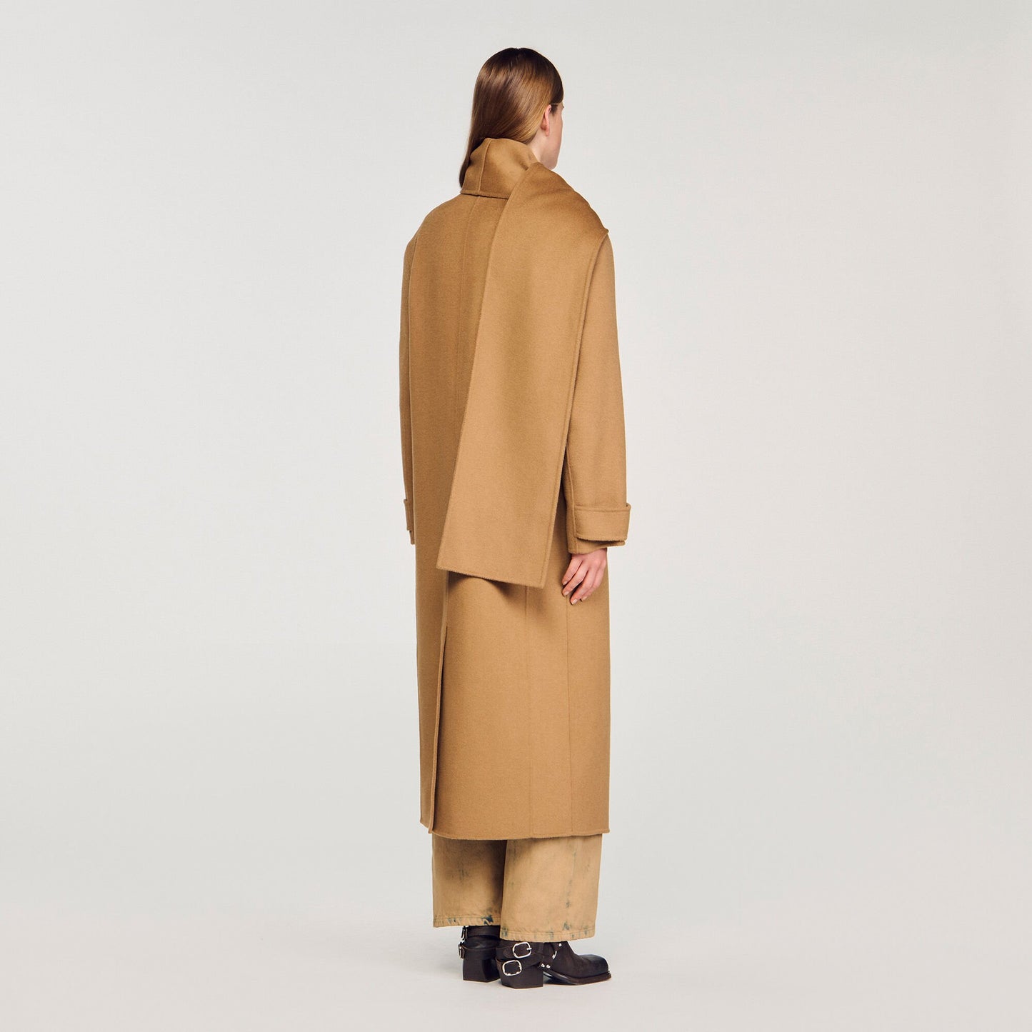 Sandro Oversized Wool Coat Camel