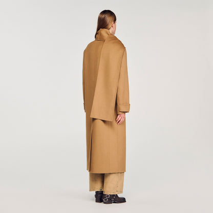 Sandro Oversized Wool Coat Camel