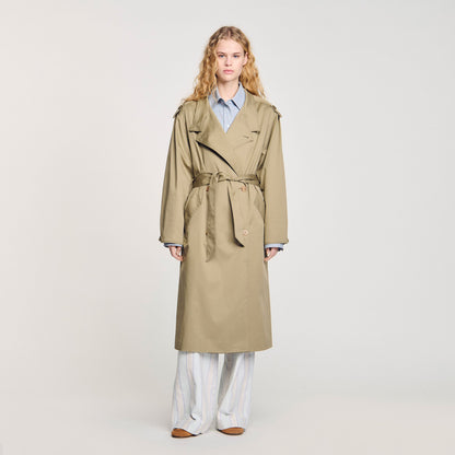 Sandro Belted trench coat Olive Green