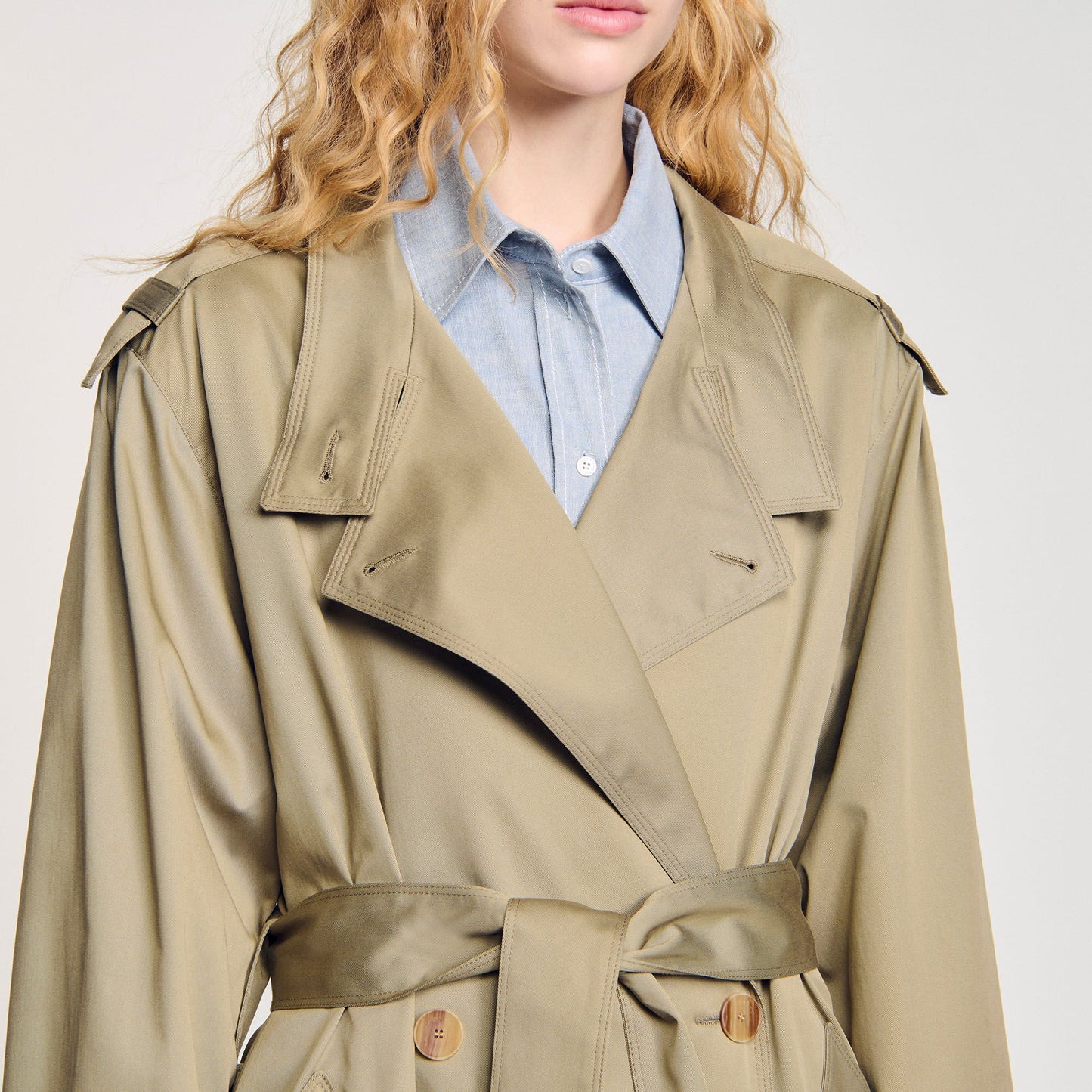 Sandro Belted trench coat Olive Green
