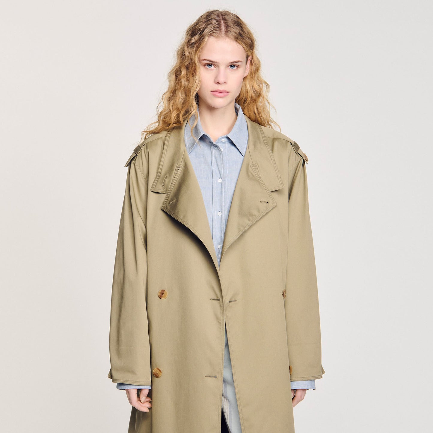 Sandro Belted trench coat Olive Green