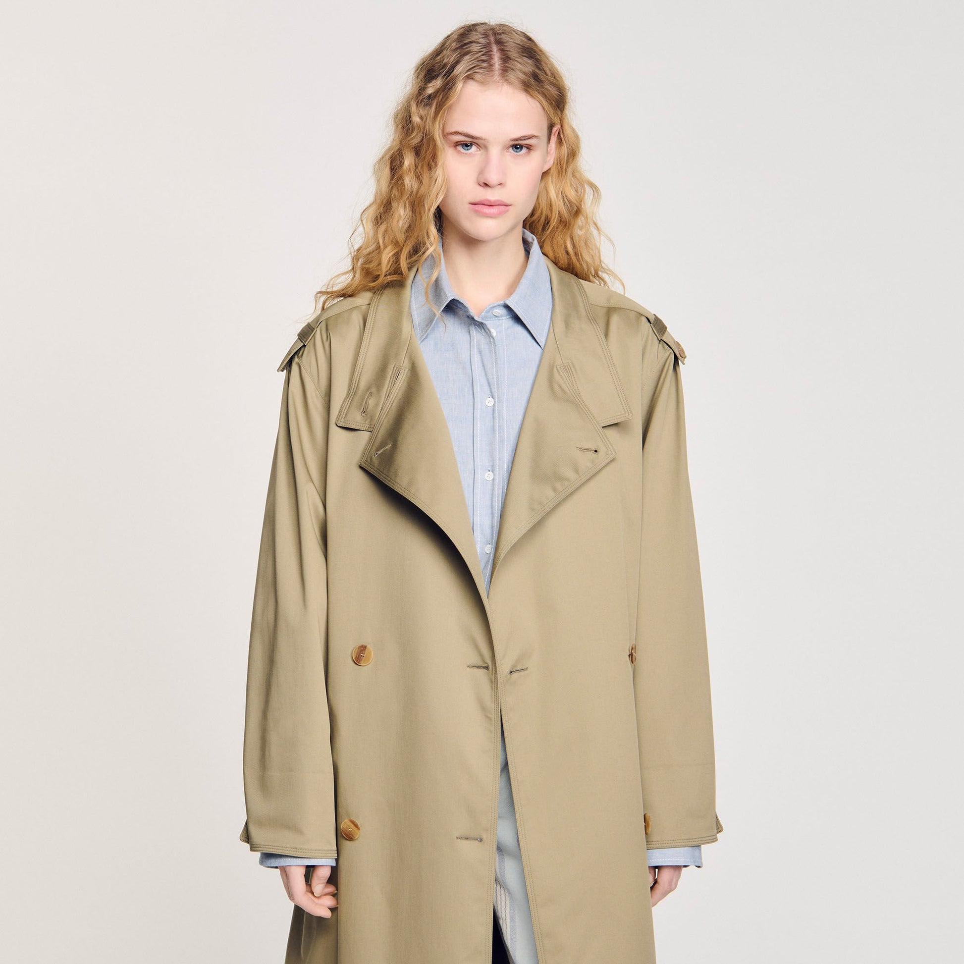 Sandro Belted trench coat Olive Green