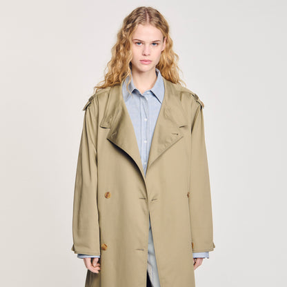 Sandro Belted trench coat Olive Green