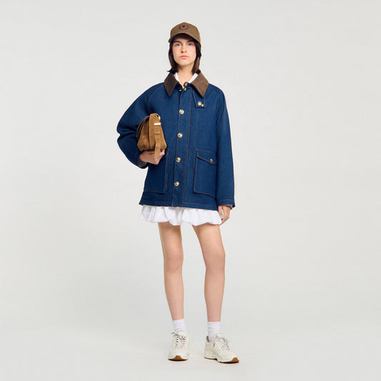 Sandro Denim workwear jacket Blue Jean