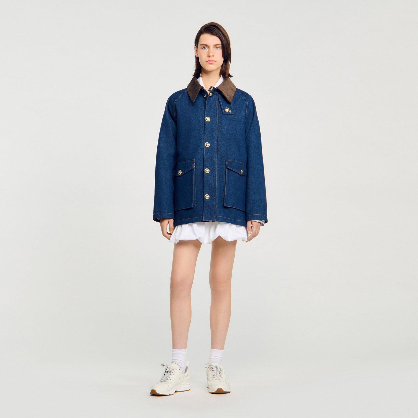 Sandro Denim workwear jacket Blue Jean
