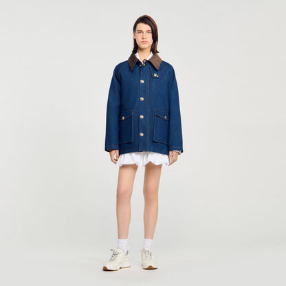 Sandro Denim workwear jacket Blue Jean