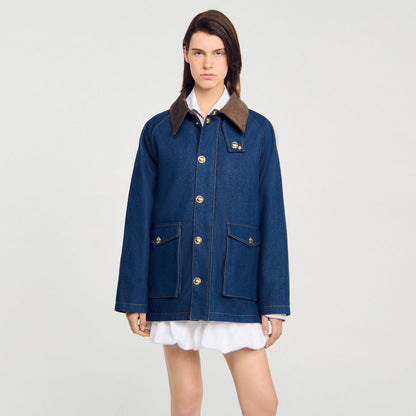 Sandro Denim workwear jacket Blue Jean