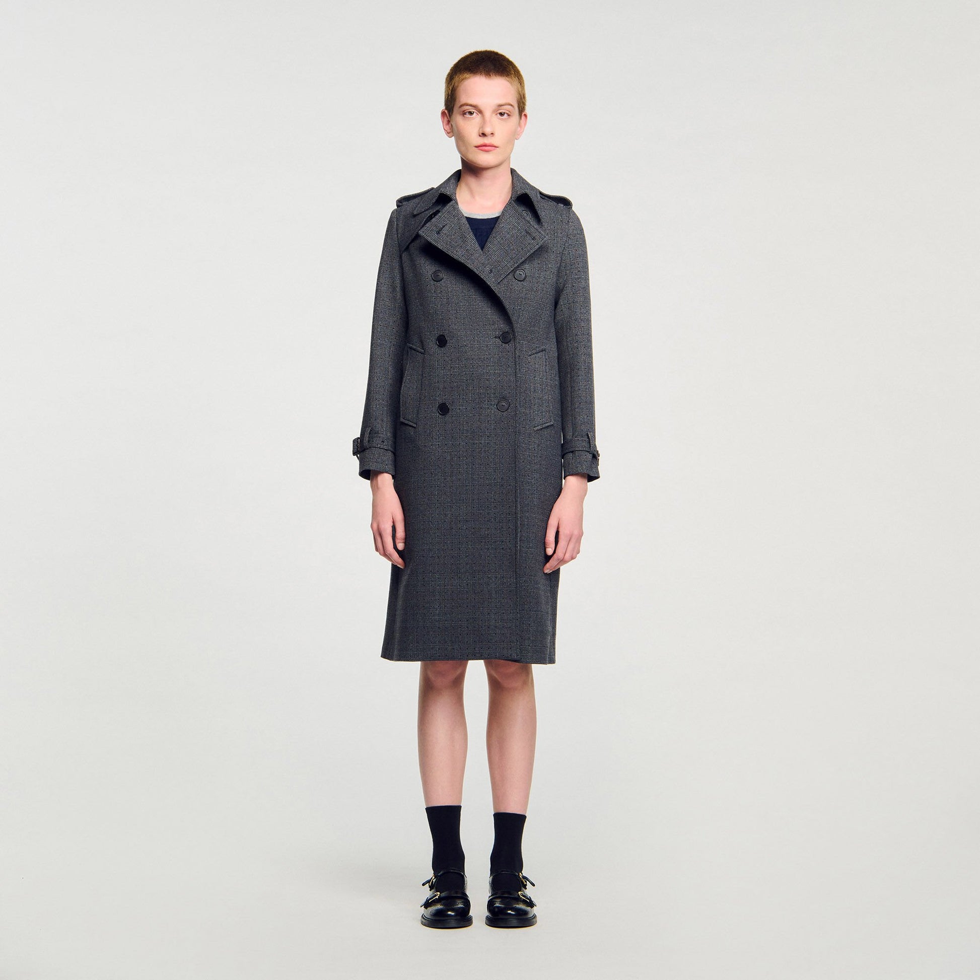 Sandro Rhinestone trench coat Grey / Brown