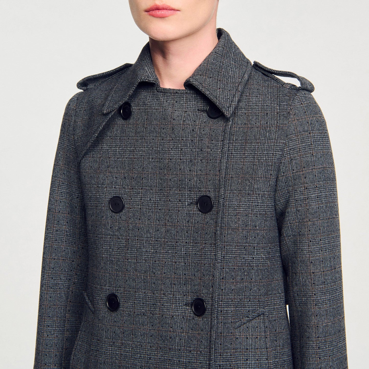 Sandro Rhinestone trench coat Grey / Brown