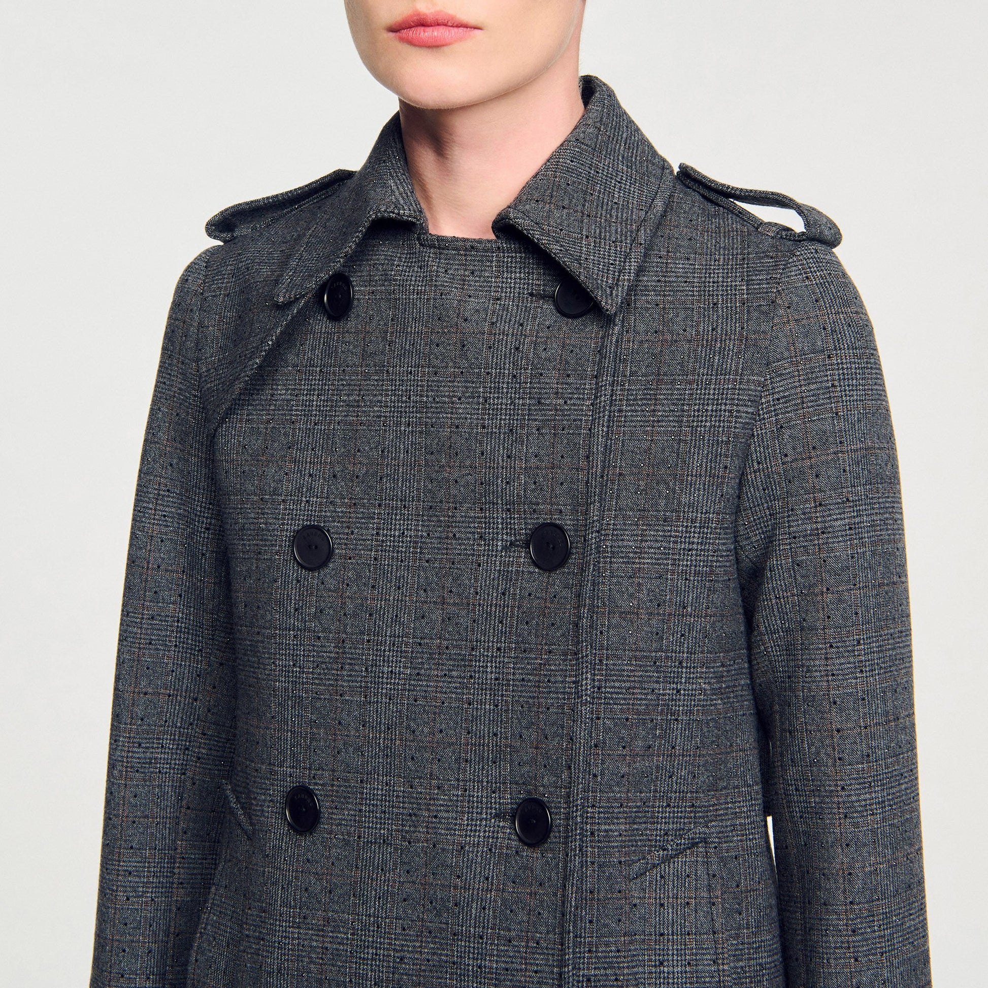 Sandro Rhinestone trench coat Grey / Brown