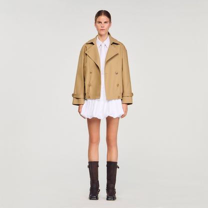 Sandro Short oversized trench coat Beige