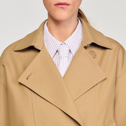 Sandro Short oversized trench coat Beige