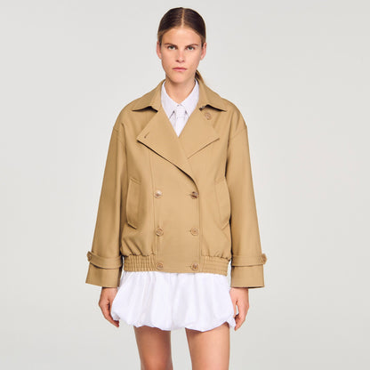 Sandro Short oversized trench coat Beige