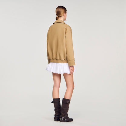Sandro Short oversized trench coat Beige