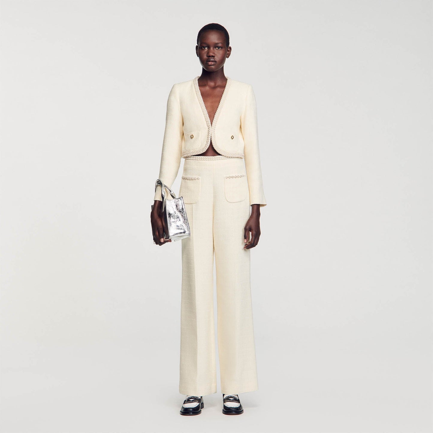Sandro Tweed trousers Ecru