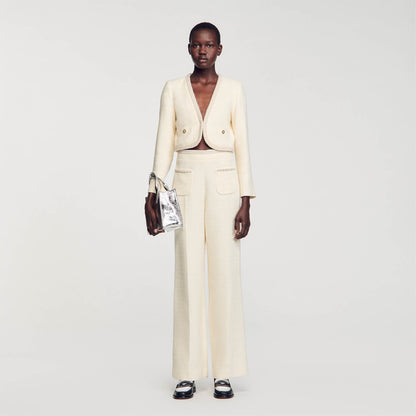 Sandro Tweed trousers Ecru