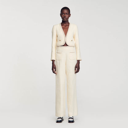 Sandro Tweed trousers Ecru